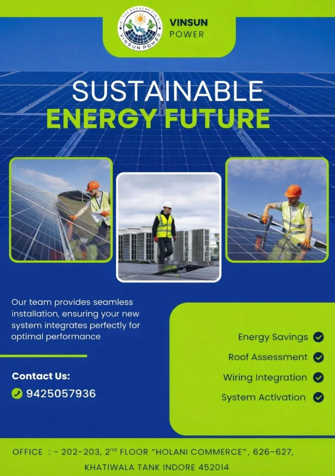 Industrial solar plant installation — Krishna Sales × Vinsun Power, Indore